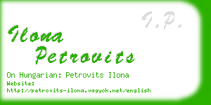 ilona petrovits business card